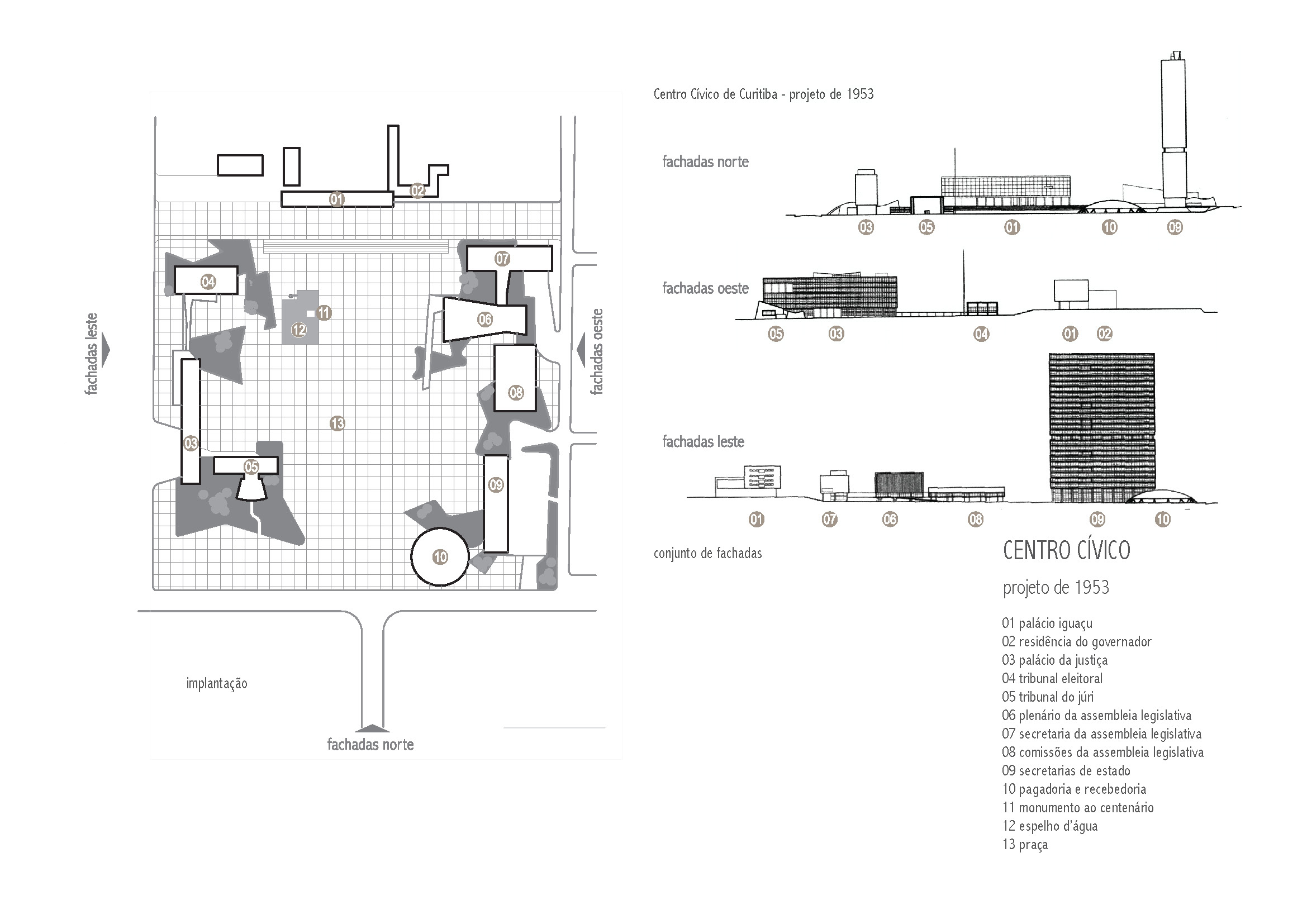Mapa 2: Projeto do Centro Cívico, em 1953.